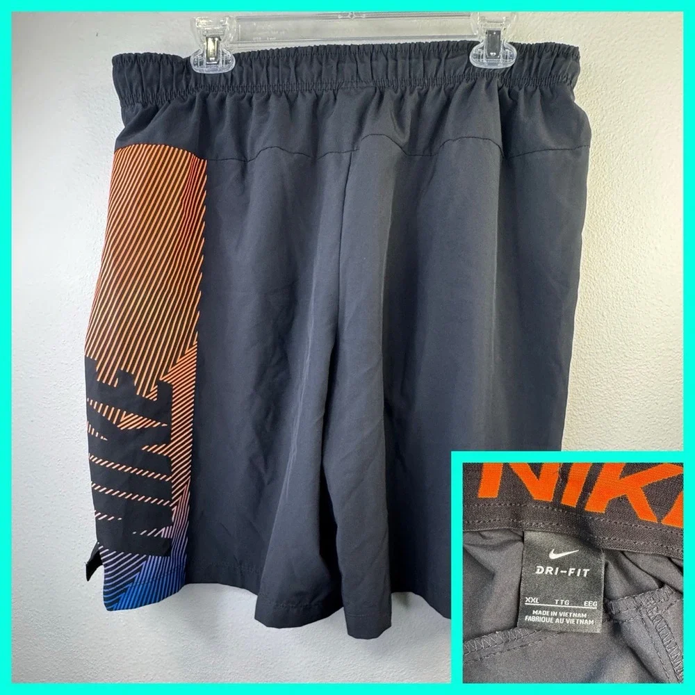 NIKE Mens Active Drawstring Shorts Lightweight 2XL 90s‎ Neon Spellout 7